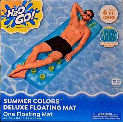 H2O GO Comfort Plush Floating Pool Mat 6'2" x 28"/1.88m x 71cm